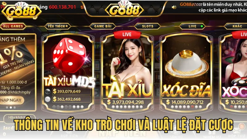Thông tin về kho trò chơi và luật lệ đặt cược tại GO88